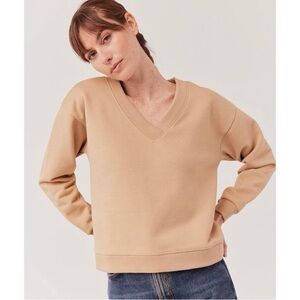 Pact Tan V-Neck Sweatshirt